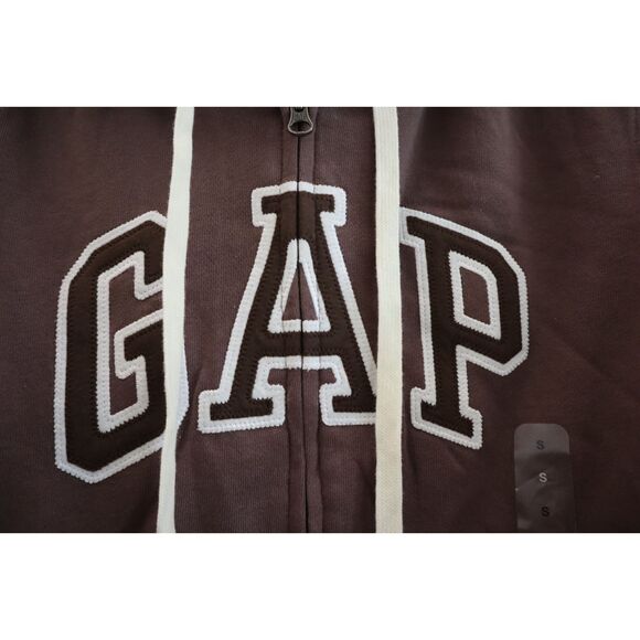 Gap 739757-08 Women's Sz S Peppercorn Brown Logo Sherpa-Lined Zip Hoodie - Picture 7 of 10